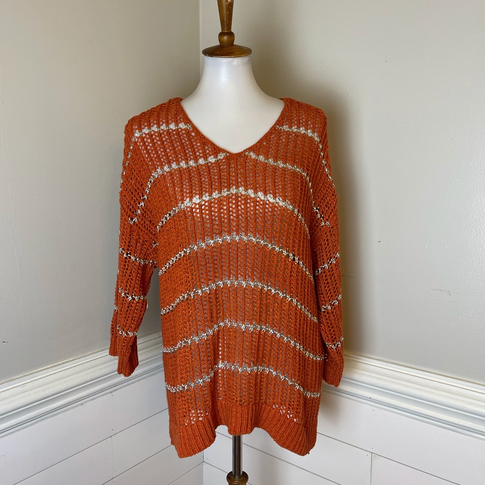 Chico’s Open Knit Sweater L (2) FREE SHIP